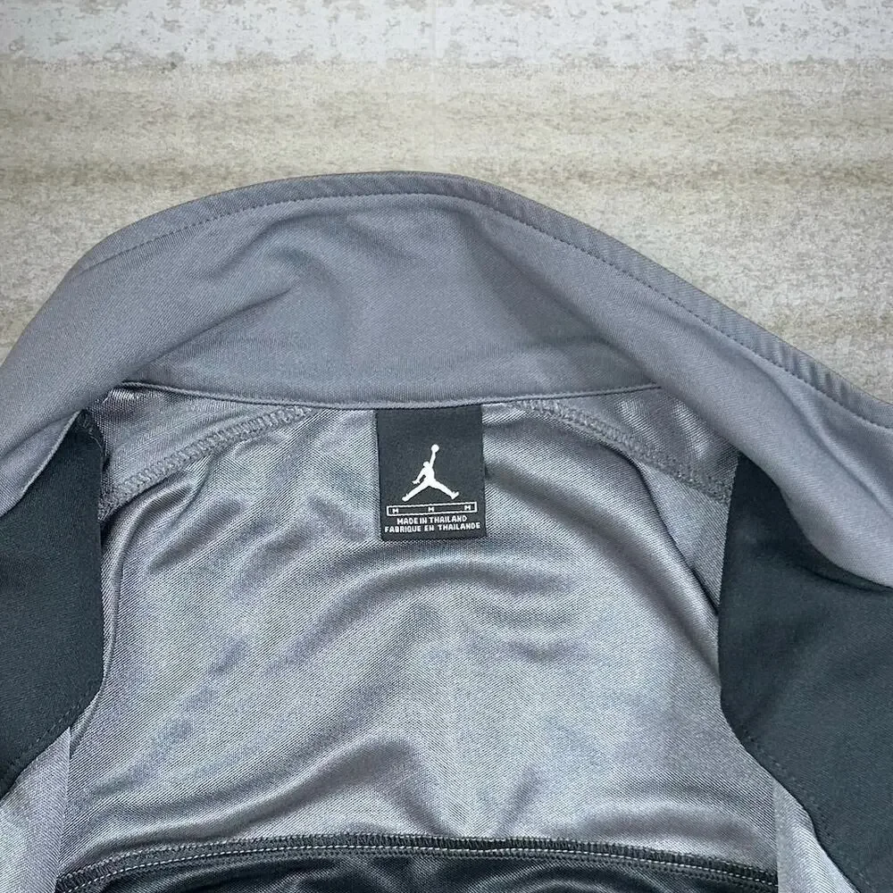 Vintage Y2K Jordan Track Jacket Mens M Grey Black Short Sleeve Polyester Zip